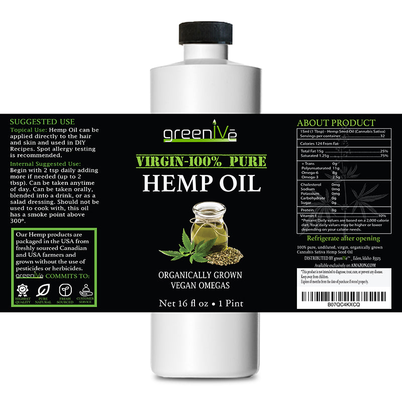 GreenIVe Hemp Oil 16oz Label