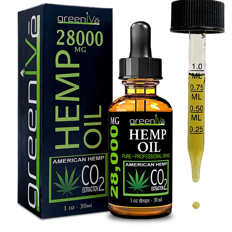 Hemp Oil 28,000mg box and dropper