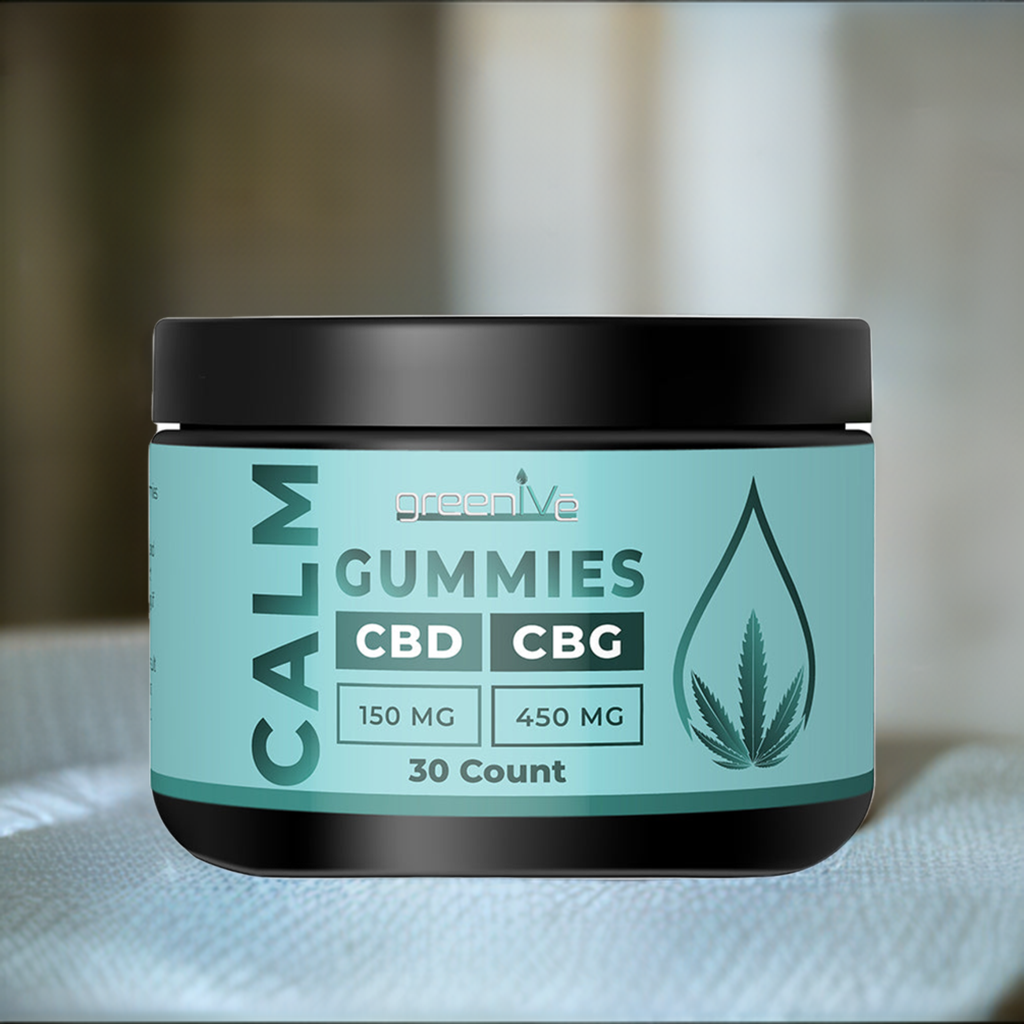 GreenIVe CBG + CBD Gummies on a towel